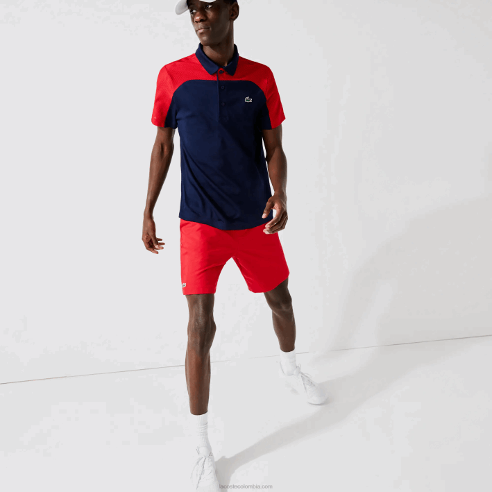 hombres Lacoste 6F241444 rojo 029 Shorts deportivos de tenis con tejido de diamante sólido hombres Lacoste 6F241444 rojo 029 Shorts deportivos de tenis con tejido de diamante sólido