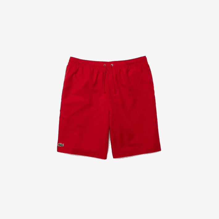 hombres Lacoste 6F241444 rojo 029 Shorts deportivos de tenis con tejido de diamante sólido