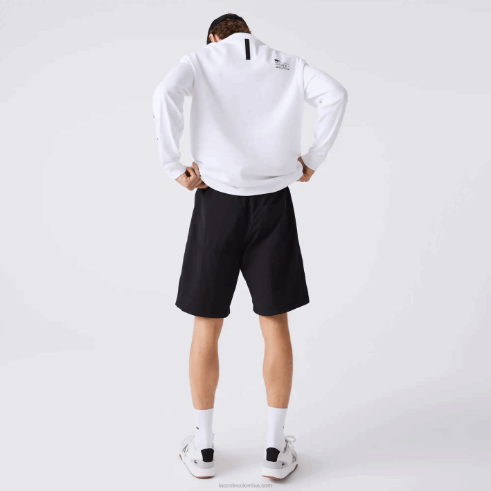 hombres Lacoste 6F241500 negro azul blanco se1 shorts con efecto patchwork y bloques de color