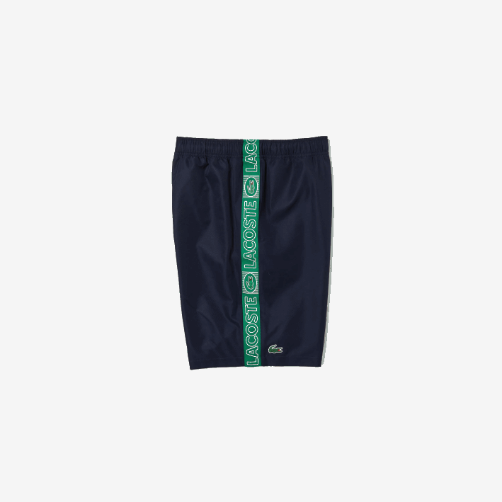 hombres Lacoste 6F241506 azul marino verde mr0 shorts deportivos con franjas laterales