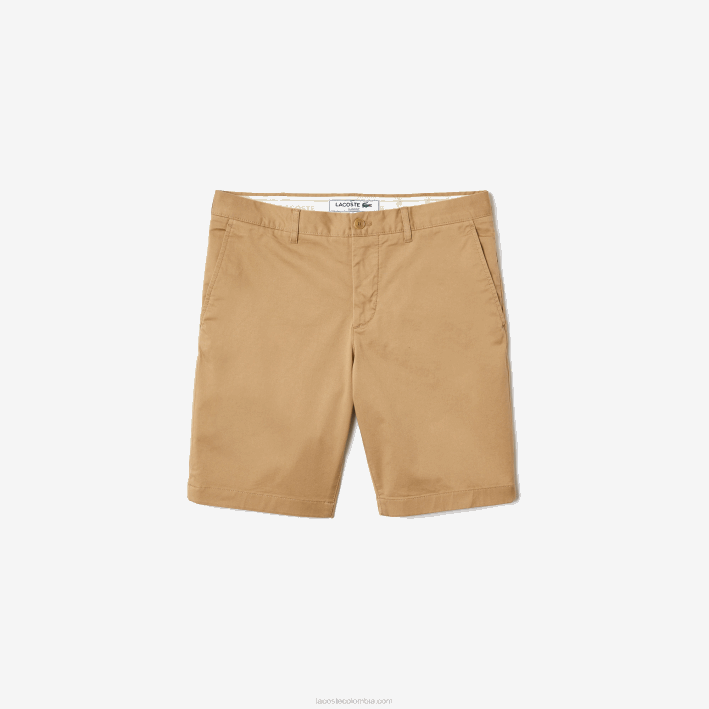 hombres Lacoste 6F241529 beige 02s bermudas slim fit de algodón elástico