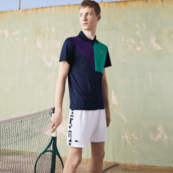 hombres Lacoste 6F241536 blanco 800 shorts deportivos de tenis con estampado en contraste hombres Lacoste 6F241536 blanco 800 shorts deportivos de tenis con estampado en contraste