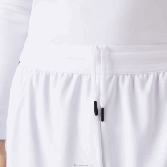 hombres Lacoste 6F241536 blanco 800 shorts deportivos de tenis con estampado en contraste