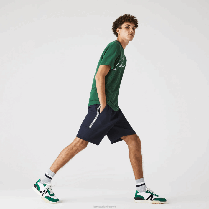 hombres Lacoste 6F241538 azul marino 166 shorts de mezcla de vellón con bandas de la marca hombres Lacoste 6F241538 azul marino 166 shorts de mezcla de vellón con bandas de la marca