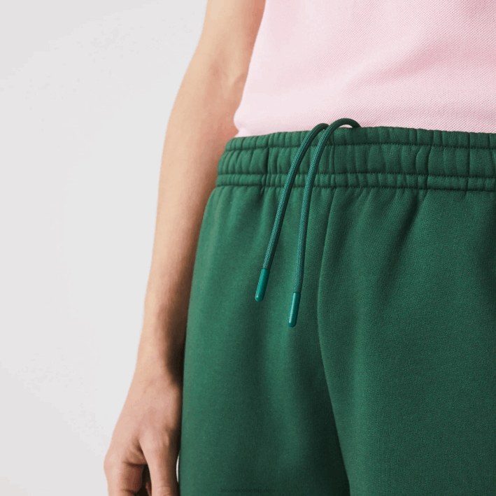 hombres Lacoste 6F241539 verde 132 shorts de mezcla de vellón con bandas de la marca