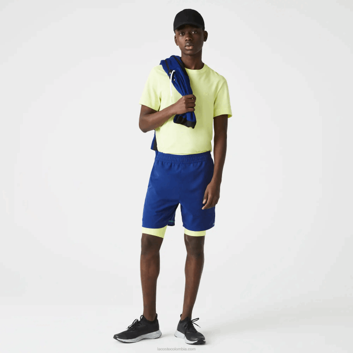 hombres Lacoste 6F241544 azul llamativo amarillo blanco 8q6 shorts deportivos a capas hombres Lacoste 6F241544 azul llamativo amarillo blanco 8q6 shorts deportivos a capas