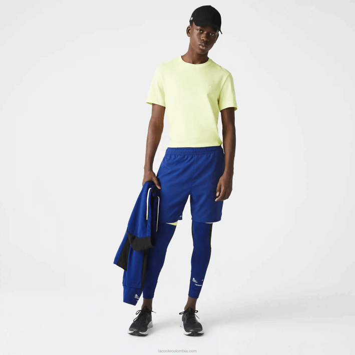 hombres Lacoste 6F241544 azul llamativo amarillo blanco 8q6 shorts deportivos a capas