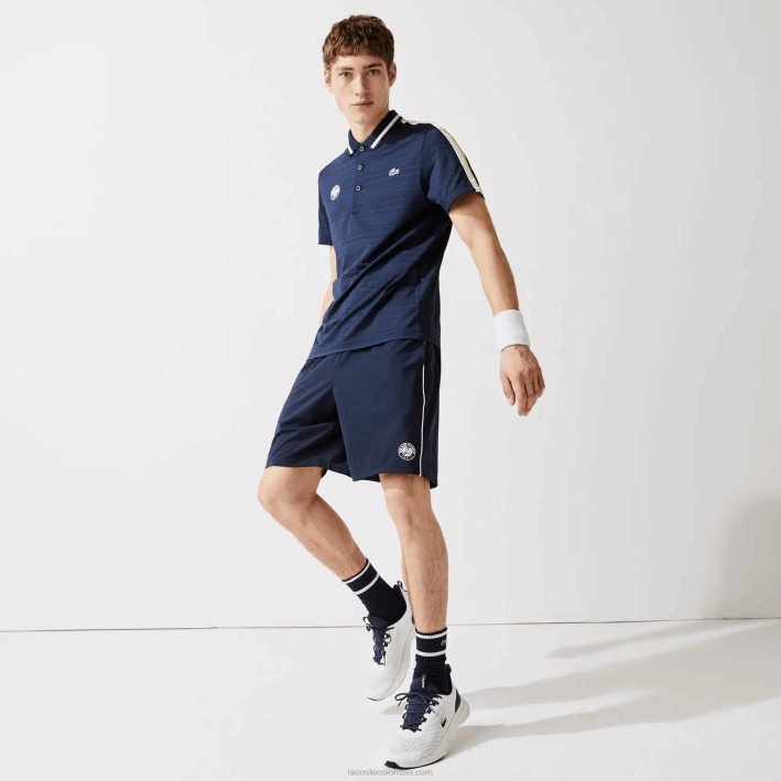 hombres Lacoste 6F241546 blanco azul marino r20 shorts deportivos ligeros y elásticos de edición abierta francesa hombres Lacoste 6F241546 blanco azul marino r20 shorts deportivos ligeros y elásticos de edición abierta francesa