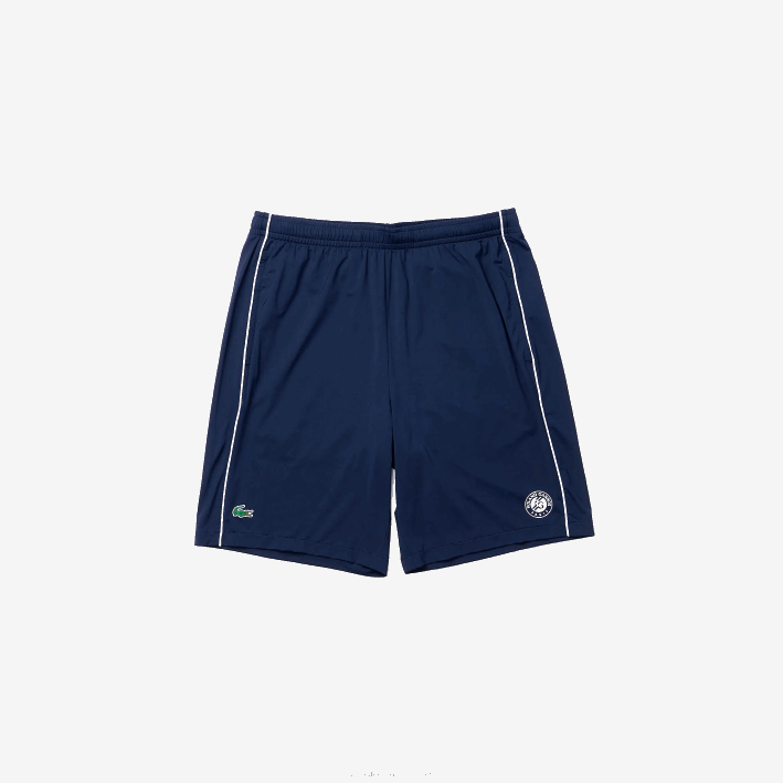 hombres Lacoste 6F241546 blanco azul marino r20 shorts deportivos ligeros y elásticos de edición abierta francesa