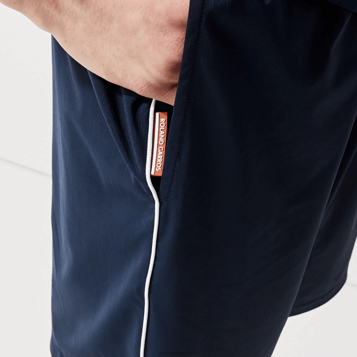 hombres Lacoste 6F241546 blanco azul marino r20 shorts deportivos ligeros y elásticos de edición abierta francesa