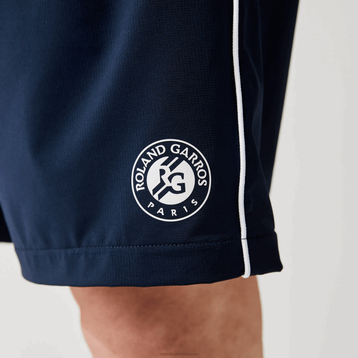 hombres Lacoste 6F241546 blanco azul marino r20 shorts deportivos ligeros y elásticos de edición abierta francesa