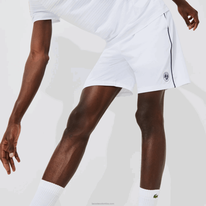 hombres Lacoste 6F241547 blanco azul marino aj0 shorts deportivos ligeros y elásticos de edición abierta francesa