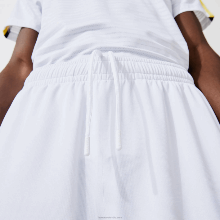 hombres Lacoste 6F241547 blanco azul marino aj0 shorts deportivos ligeros y elásticos de edición abierta francesa