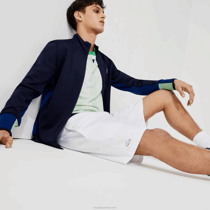 hombres Lacoste 6F241563 blanco azul marino blanco b0x shorts deportivos en jacquard con cintura elástica en contraste hombres Lacoste 6F241563 blanco azul marino blanco b0x shorts deportivos en jacquard con cintura elástica en contraste