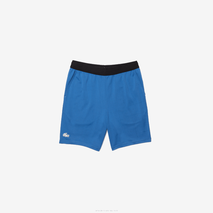 hombres Lacoste 6F241564 azul negro blanco x0b shorts deportivos en jacquard con cintura elástica en contraste