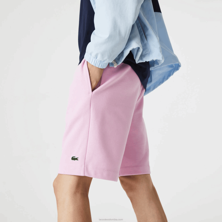 hombres Lacoste 6F241576 rosa z4h shorts de felpa de algodón orgánico peinado