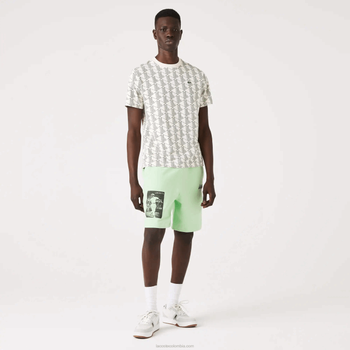 hombres Lacoste 6F241585 verde ji shorts de felpa con estampado live heritage hombres Lacoste 6F241585 verde ji shorts de felpa con estampado live heritage