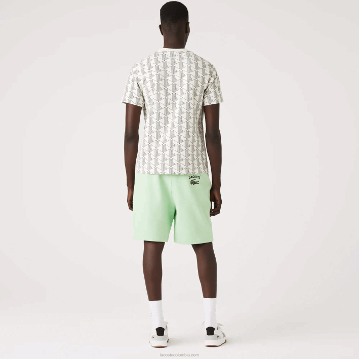 hombres Lacoste 6F241585 verde ji shorts de felpa con estampado live heritage
