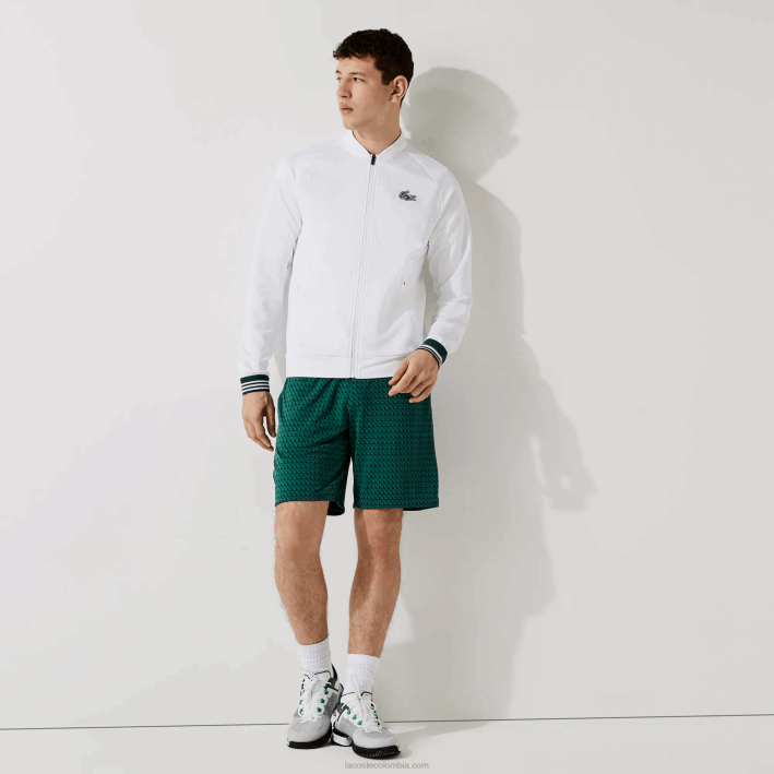 hombres Lacoste 6F241598 verde blanco 256 shorts deportivos transpirables con estampado de pata de gallo hombres Lacoste 6F241598 verde blanco 256 shorts deportivos transpirables con estampado de pata de gallo
