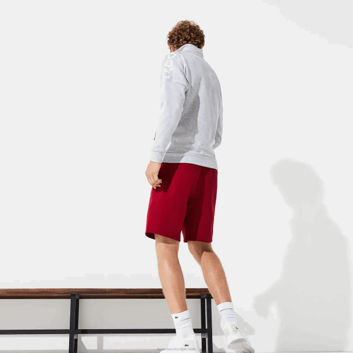 hombres Lacoste 6F241604 burdeos 476 pantalones cortos deportivos de tenis