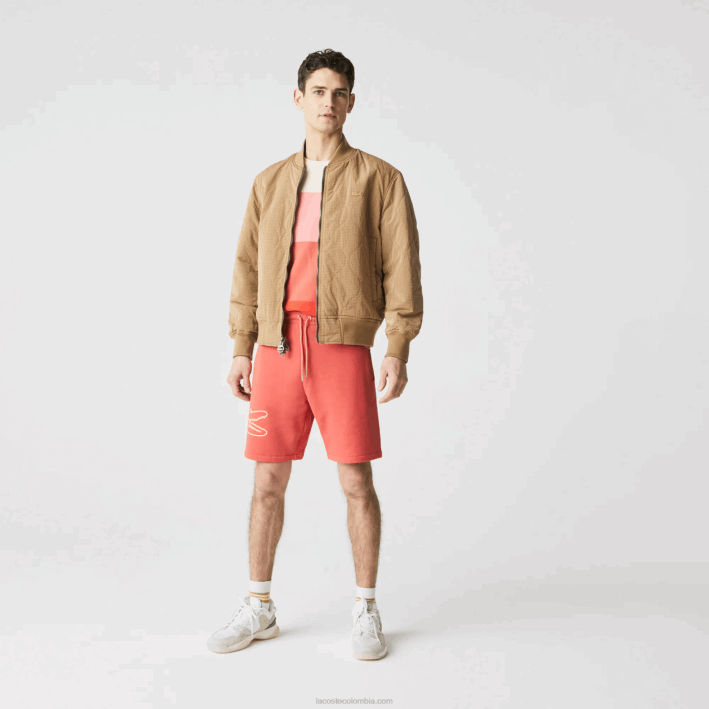 hombres Lacoste 6F241608 rojo 67g shorts de felpa con estampado de cocodrilo hombres Lacoste 6F241608 rojo 67g shorts de felpa con estampado de cocodrilo