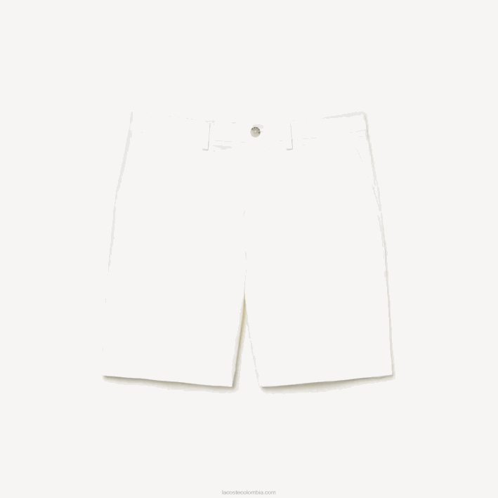 hombres Lacoste 6F241618 blanco 001 Bermudas regular fit de gabardina de algodón