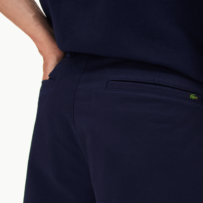 hombres Lacoste 6F241619 azul marino 166 Bermudas regular fit de gabardina de algodón