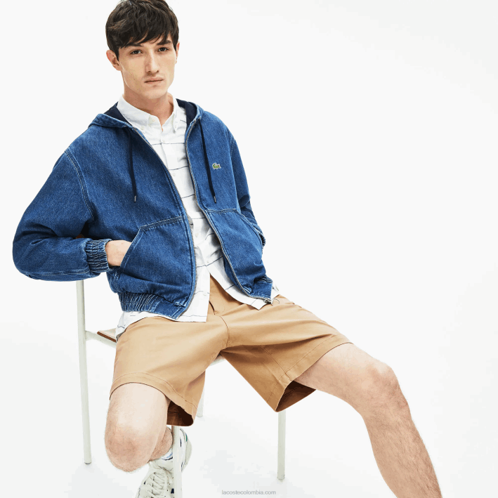 hombres Lacoste 6F241620 beige 02s Bermudas regular fit de gabardina de algodón hombres Lacoste 6F241620 beige 02s Bermudas regular fit de gabardina de algodón