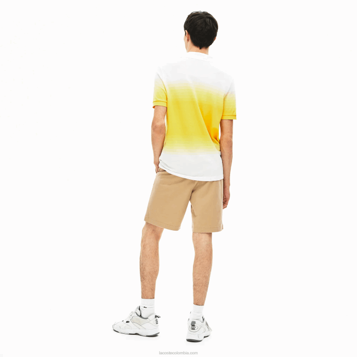 hombres Lacoste 6F241620 beige 02s Bermudas regular fit de gabardina de algodón
