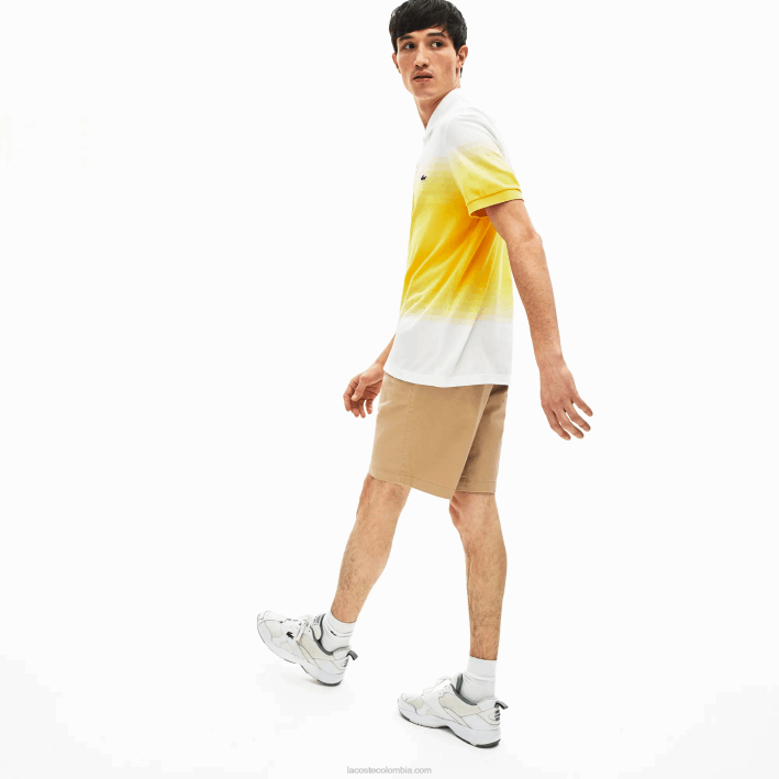 hombres Lacoste 6F241620 beige 02s Bermudas regular fit de gabardina de algodón