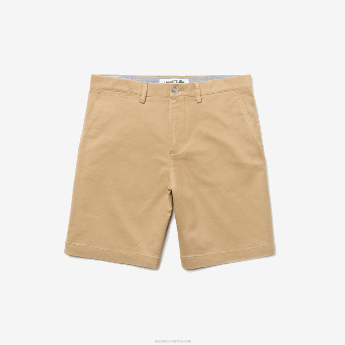 hombres Lacoste 6F241620 beige 02s Bermudas regular fit de gabardina de algodón