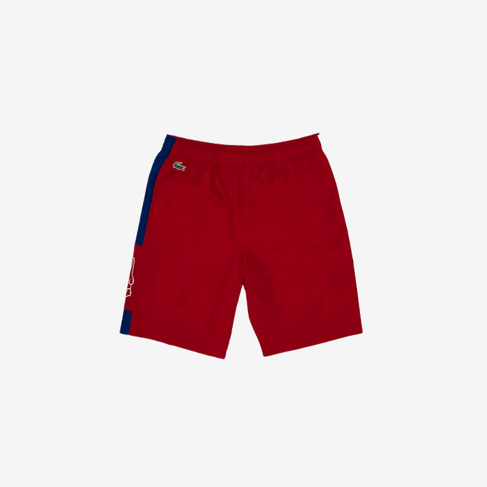 hombres Lacoste 6F241625 rojo azul blanco wp7 shorts deportivos ligeros con bloques de color hombres Lacoste 6F241625 rojo azul blanco wp7 shorts deportivos ligeros con bloques de color