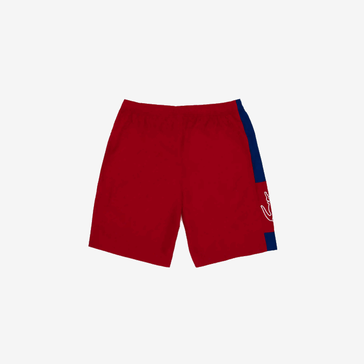 hombres Lacoste 6F241625 rojo azul blanco wp7 shorts deportivos ligeros con bloques de color