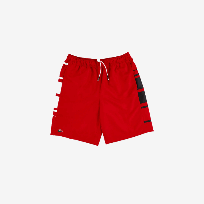 hombres Lacoste 6F241633 rojo blanco negro cmy shorts deportivos a rayas hombres Lacoste 6F241633 rojo blanco negro cmy shorts deportivos a rayas
