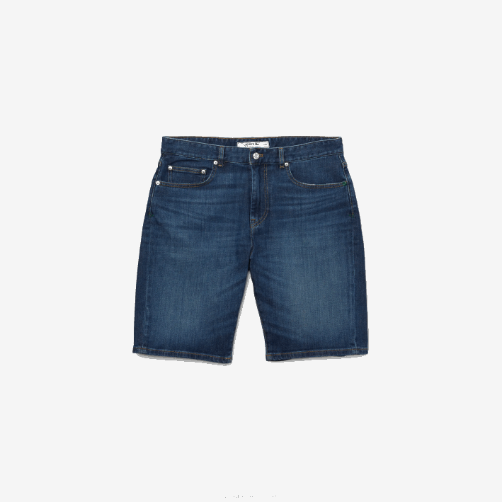 hombres Lacoste 6F241644 azul mk9 bermudas slim fit de denim de algodón elástico