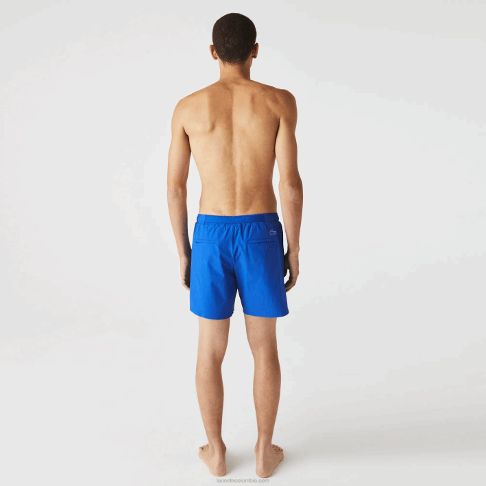 hombres Lacoste 6F241661 azul blanco 7lc shorts de playa con estampado náutico