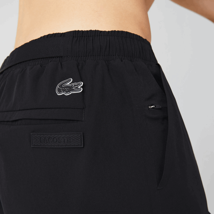 hombres Lacoste 6F241662 negro blanco 9m0 shorts de playa con estampado náutico