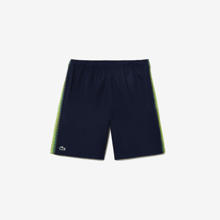 hombres Lacoste 6F2417 azul marino 166 pantalones cortos de tenis de poliéster reciclado