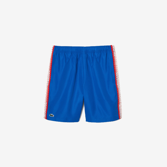 hombres Lacoste 6F2418 kxb azul pantalones cortos de tenis de poliéster reciclado