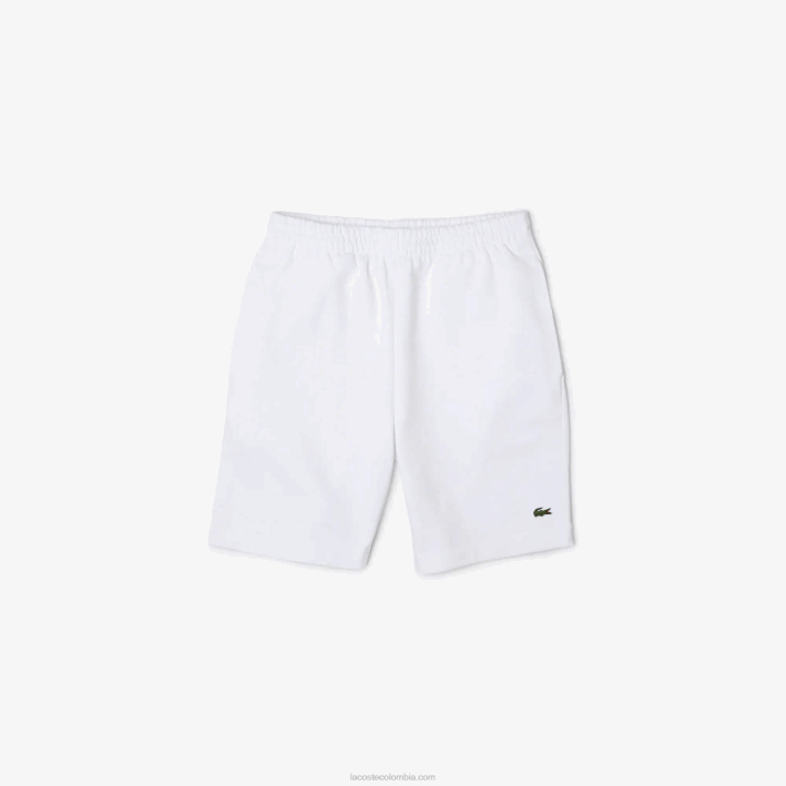 hombres Lacoste 6F24415 blanco 001 shorts de felpa de algodón orgánico peinado