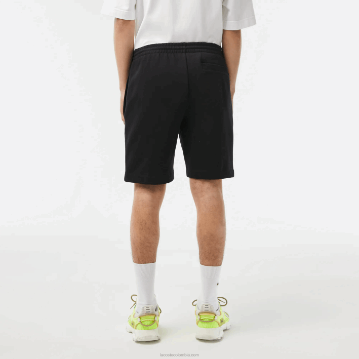 hombres Lacoste 6F24416 negro 031 shorts de felpa de algodón orgánico peinado