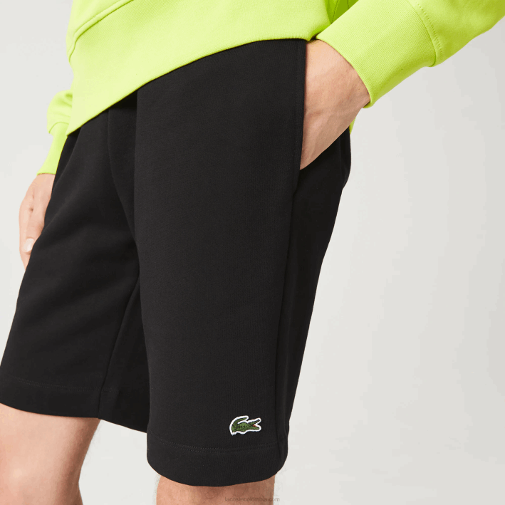 hombres Lacoste 6F24416 negro 031 shorts de felpa de algodón orgánico peinado