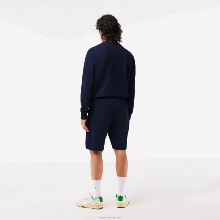 hombres Lacoste 6F24430 azul marino 166 shorts de felpa de algodón sin cepillar