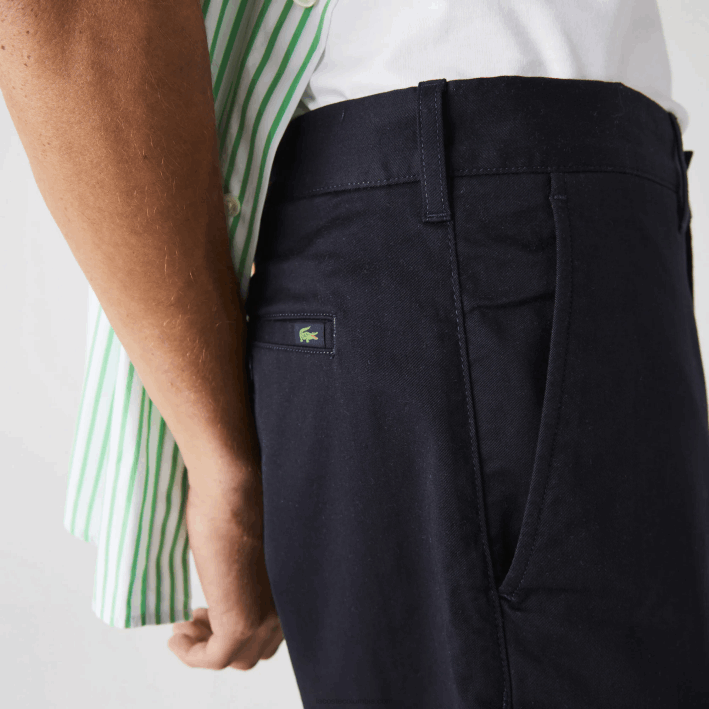hombres Lacoste 6F24436 fondo azul marino Bermudas regular fit de algodón orgánico elástico