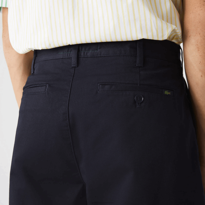 hombres Lacoste 6F24436 fondo azul marino Bermudas regular fit de algodón orgánico elástico