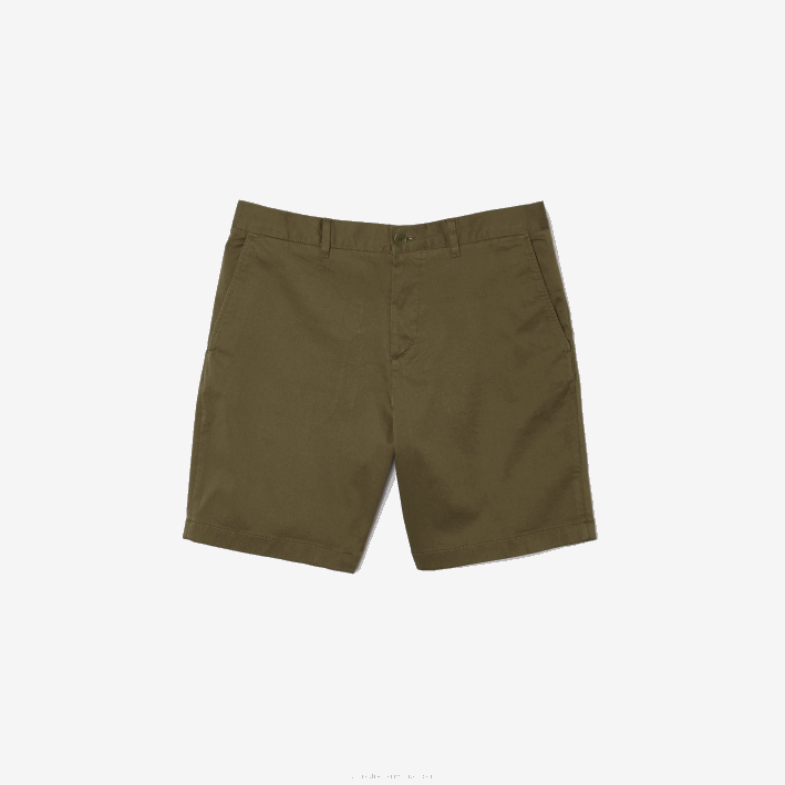 hombres Lacoste 6F24437 verde caqui 316 Bermudas regular fit de algodón orgánico elástico