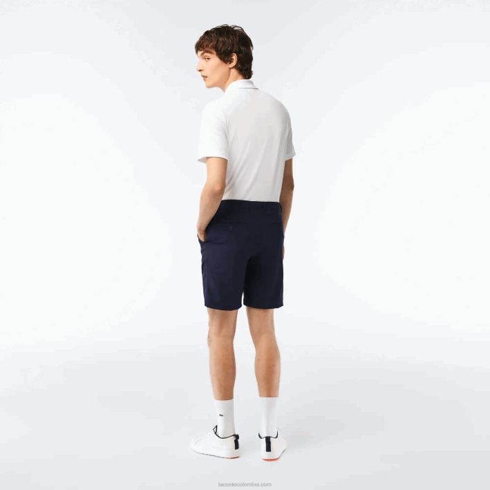 hombres Lacoste 6F24443 azul marino 166 shorts deportivos de golf ligeros y elásticos