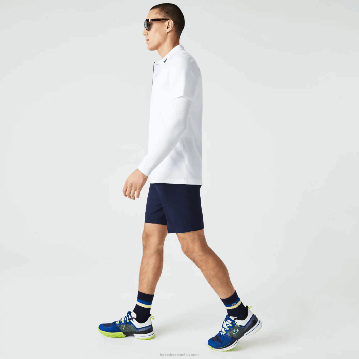 hombres Lacoste 6F24443 azul marino 166 shorts deportivos de golf ligeros y elásticos