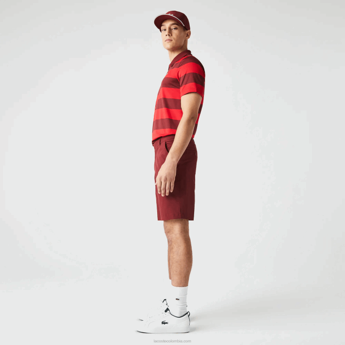 hombres Lacoste 6F24445 burdeos zs1 shorts deportivos de golf ligeros y elásticos