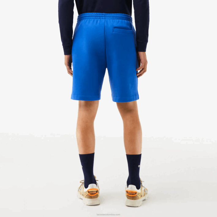 hombres Lacoste 6F24449 kxb azul shorts de felpa de algodón orgánico peinado